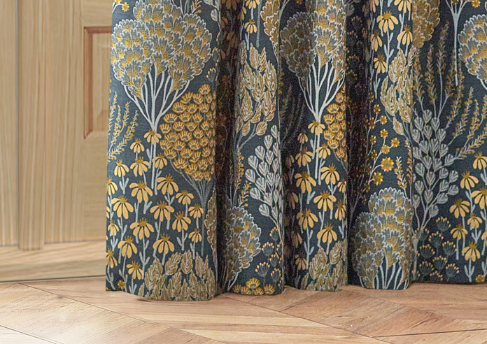 Ophelia Pencil Pleat, Blue/Saffron - Ready Made Curtains - Image 6